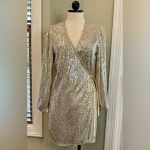 NWT | Sequin Wrap Dress | Long Sleeve | Fully Lined | Size Small